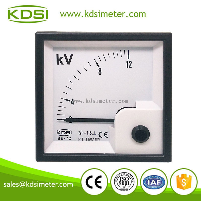 Factory direct sales BE-72 72*72 AC12kV 11/0.1kV with rectifier panel mount generator voltmeter