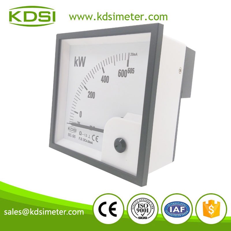 Square type classical BE-96 DC4-20mA 75-605kW inputting current display power analog panel meter