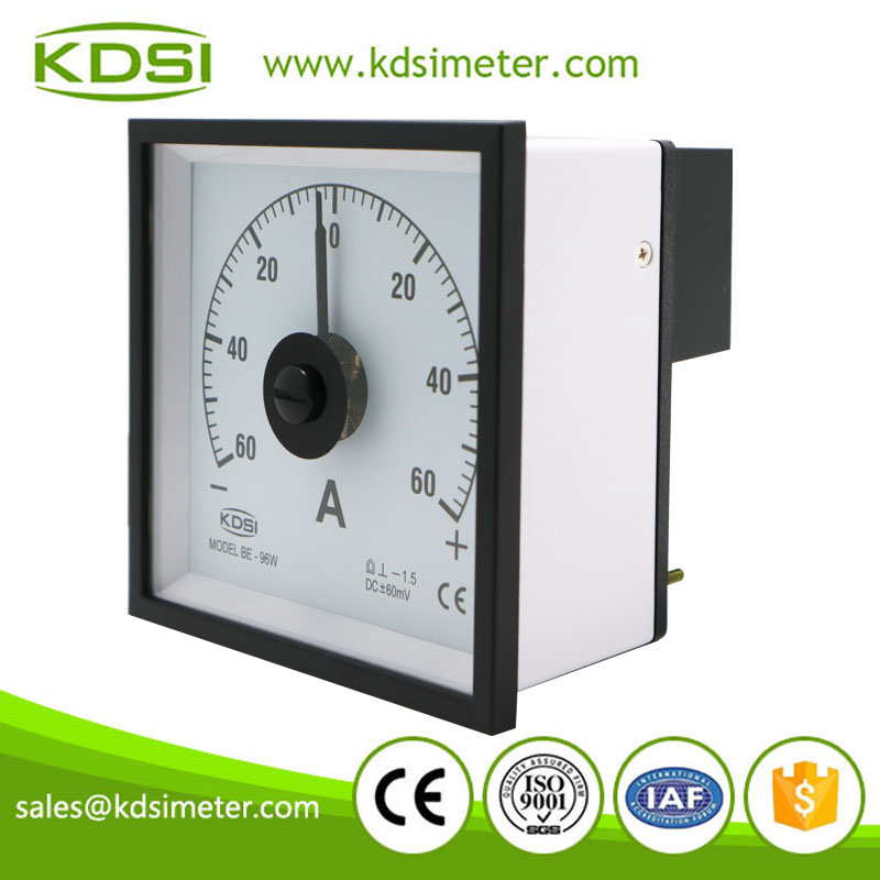 Wide angle BE-96W DC+-60mV+-60A dc analog panel marine ammeter