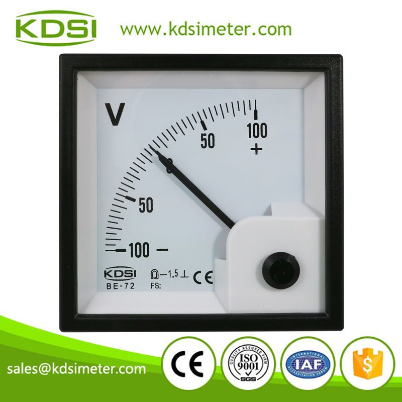 Factory direct sales BE-72 72*72 DC+-100V panel analog dc voltmeter zero in the center
