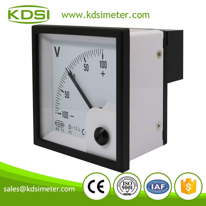 Factory direct sales BE-72 72*72 DC+-100V panel analog dc voltmeter zero in the center