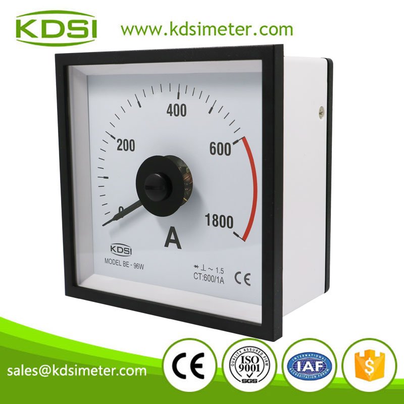 Marine meter wide angle BE-96W AC600/1A 3times overload ac rectifier ammeter for CT