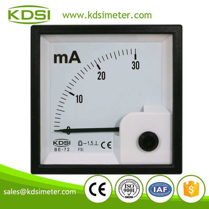 Square type CE certificate BE-72 DC30mA panel analog current milliammeter