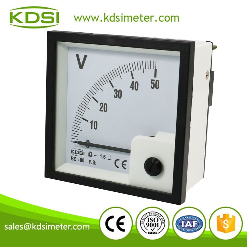 Square meter BE-80 DC50V Direct Input DC Voltmeter Analog Panel Meter Voltage Meter