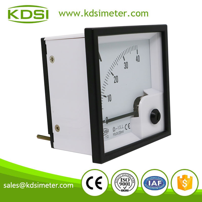 KDSI electronic apparatus BE-72 72x72 DC75mV 40A analog amp current panel meter