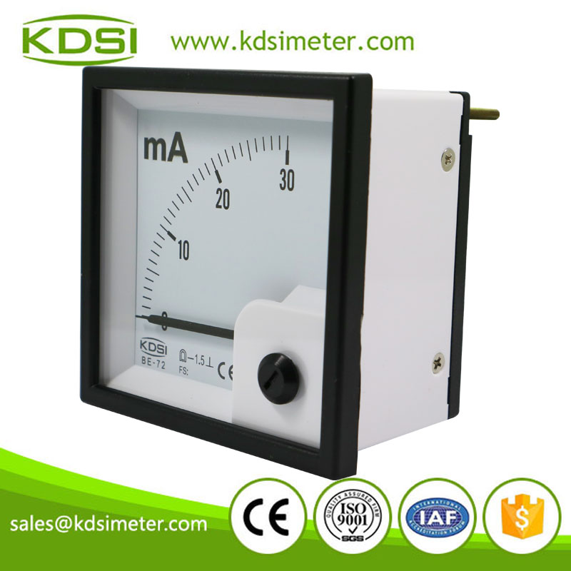 Square type CE certificate BE-72 DC30mA panel analog current milliammeter