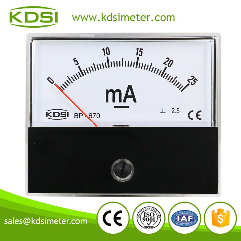 China Supplier BP-670 DC25mA analog panel milliammeter