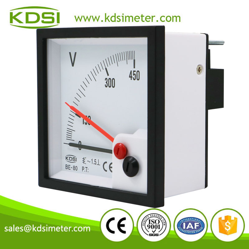 High quality BE-80 AC450V with red pointer ac analog panel mount voltmeter
