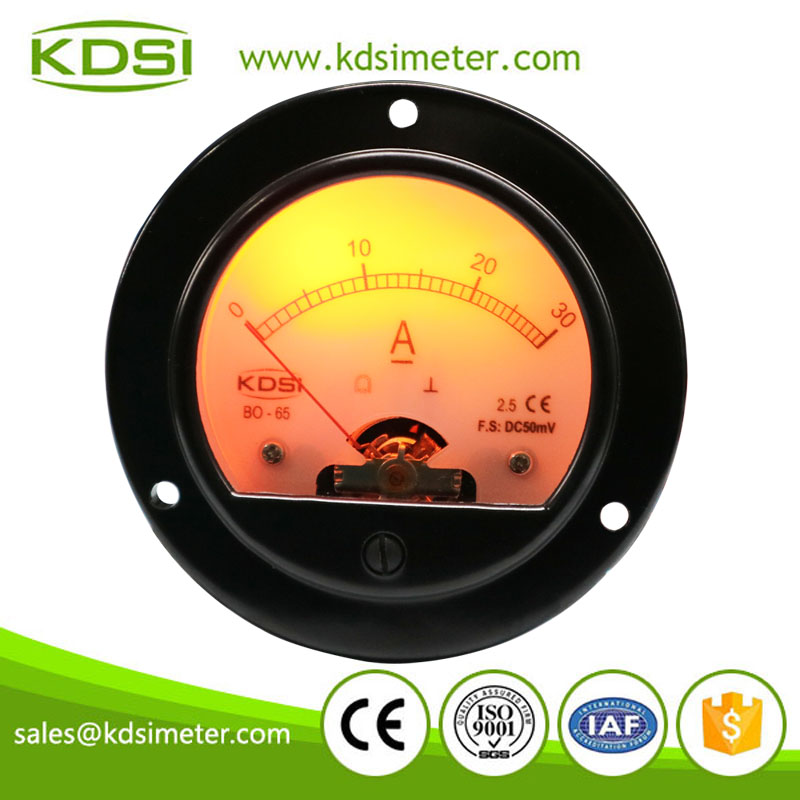 China Supplier BO-65 DC50mV 30A round type analog panel led backlight amp meter