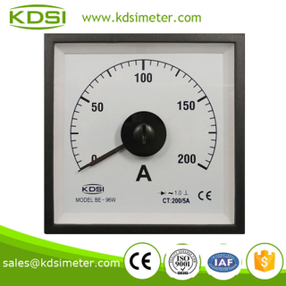 High quality Wide Angle Meter BE-96W AC200 / 5A with rectifier panel analog ammeter
