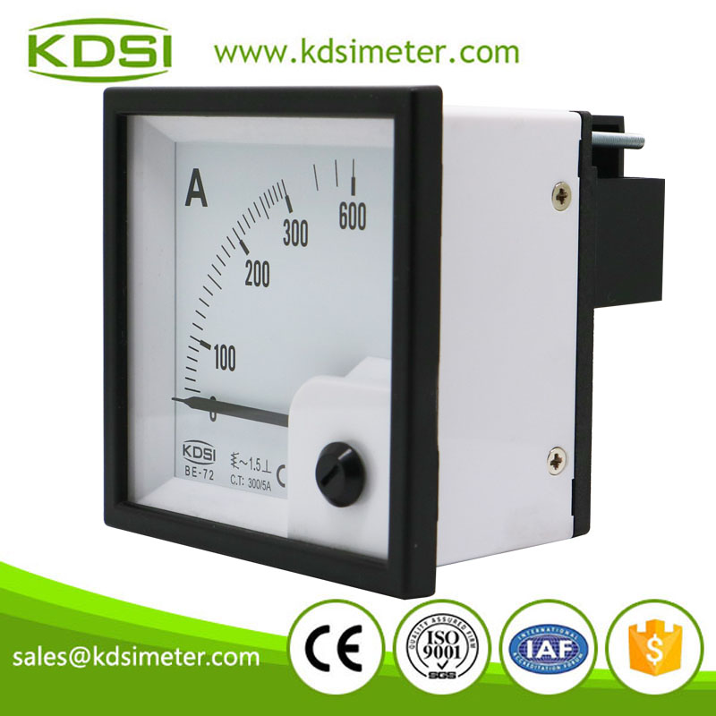 Square type BE-72 AC300/5A ac panel analog ampere meter