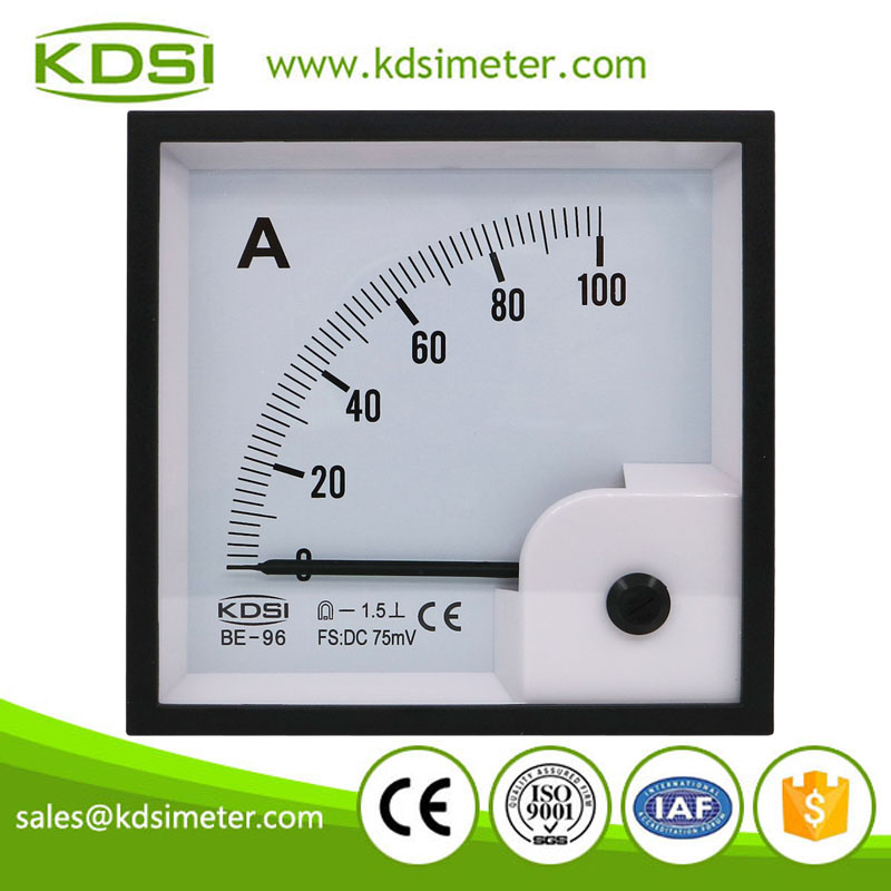 High quality BE-96 D75mV 100A square type analog dc amp panel meter