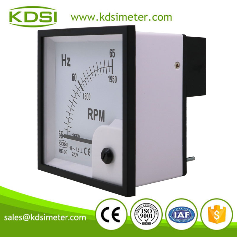 High quality professional BE-96 55-65Hz 1650-1950rpm 220v analog panel frequency Hz+ rpm meter