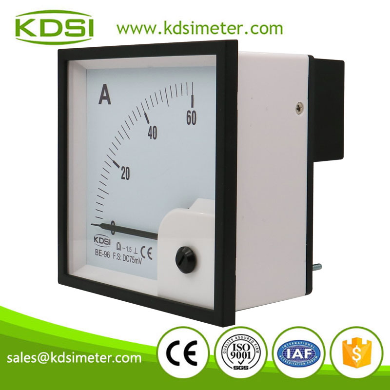 Hot Selling Good Quality BE-96 DC75mV 60A analog panel dc ampere meter for shunt