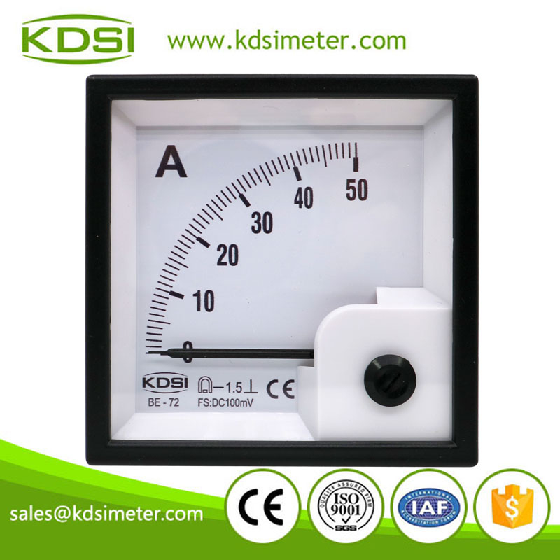 Safe to operate BE-72 DC100mV 50A analog panel dc ammeter for shunt