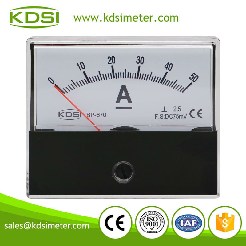 Easy installation BP-670 DC75mV 50A analog panel dc high precision ammeter