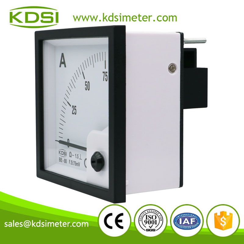 Safe to operate BE-80 DC75mV 75A analog dc panel ampere meter