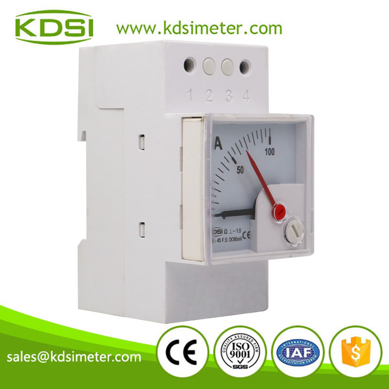 New Hot Sale Smart BE-45 DC60mV 100A with red pointer analog DIN rail ammeter