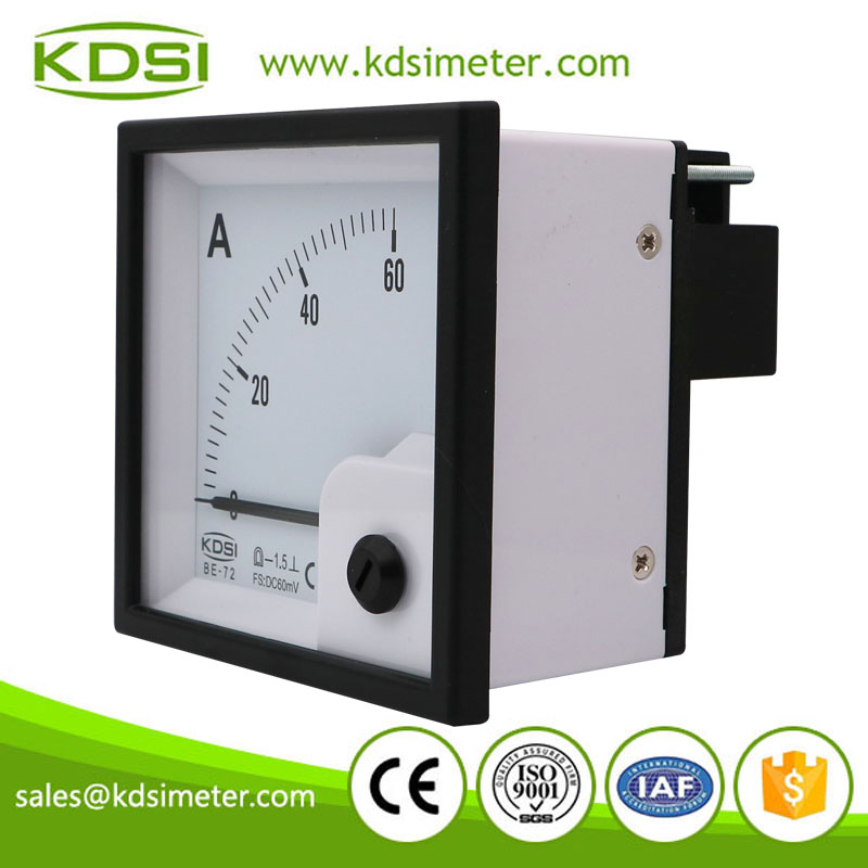 Durable in use BE-72 DC60mV 60A analog panel dc high precision ammeter