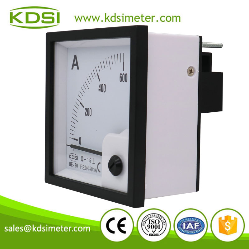 Square type BE-80 DC4-20mA 600A analog dc panel price of ammeters