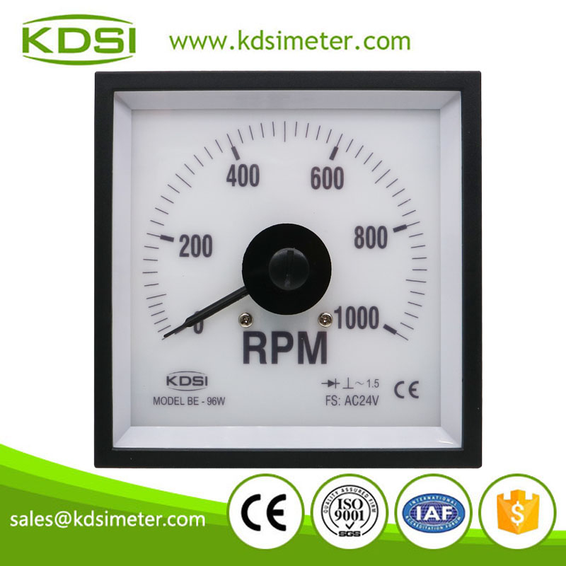 Easy operation BE-96W AC24V 1000rpm backlighting wide angle analog voltage rpm marine tachometer
