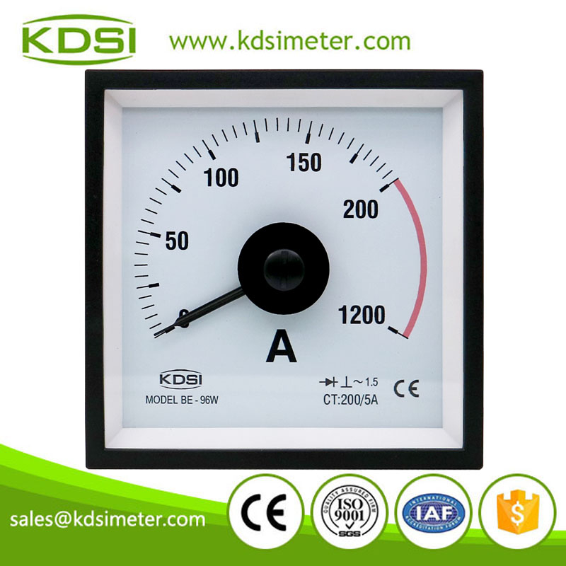 CE certificate BE-96W AC200/5A 6 times overload analog panel marine meter