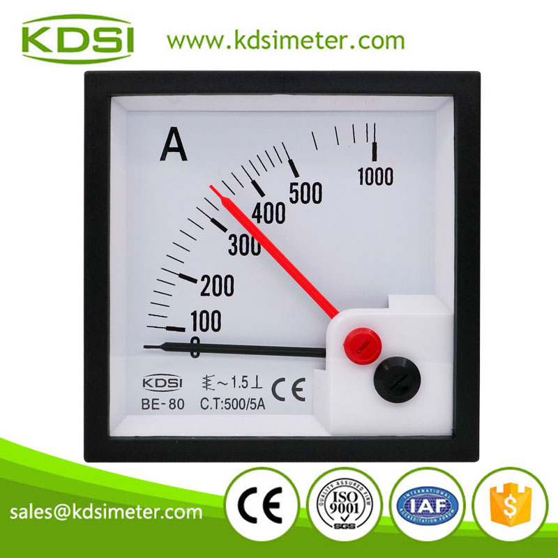 High quality professional BE-80 AC500/5A with red pointer ac analog panel mount ammeter