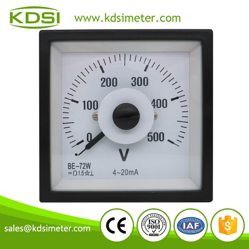Small & high sensitivity BE-72W DC4-20mA 500V wide angle dc panel analog amp voltage meter