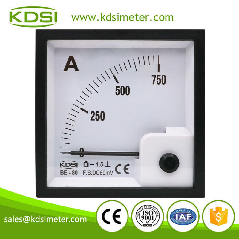 CE certificate BE-80 DC60mV 750A panel dc analog ammeter