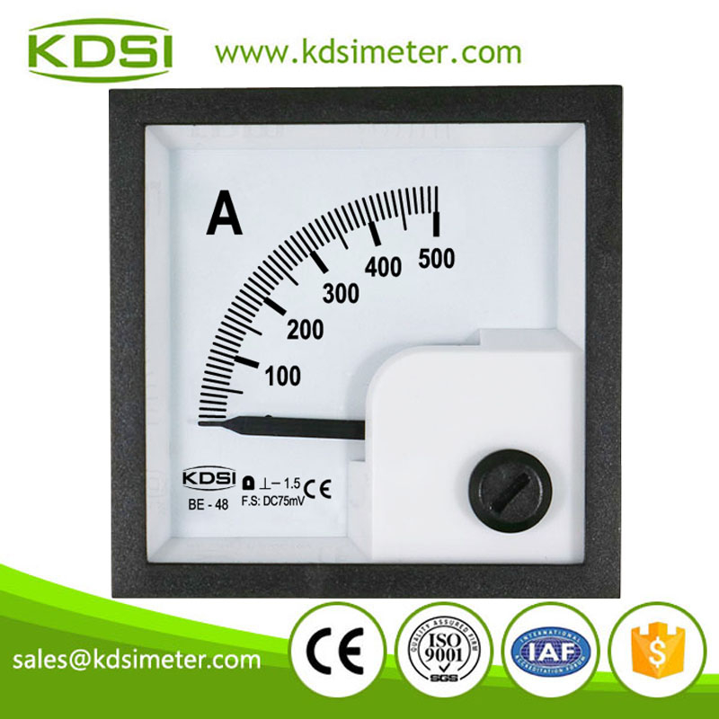 High quality professional BE-48 DC75mV 500A dc analog panel ammeter