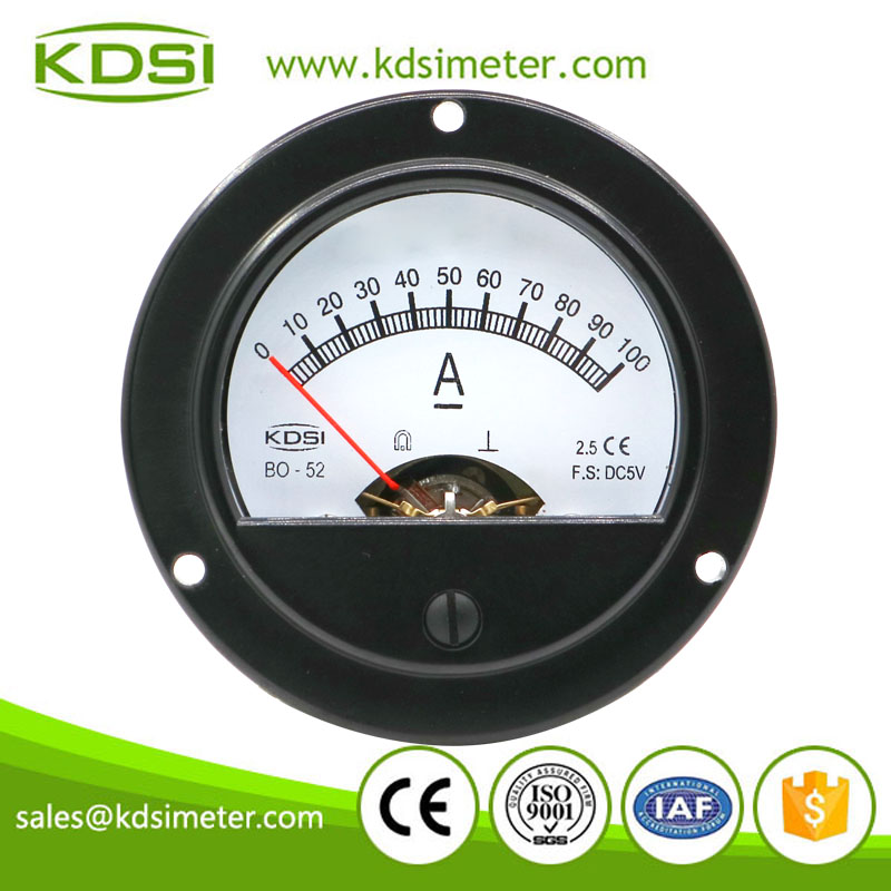 High quality BO-52 DC5V 100A dc analog round voltage panel ammeter