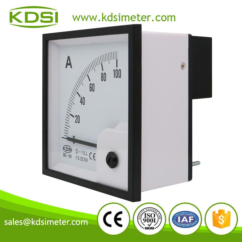 Easy operation BE-96 DC10V 100A dc analog panel amount ammeter