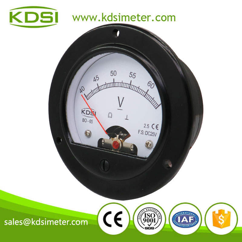 Factory direct sales BO-65 DC25V 40-65V customized scale analog dc round panel mount voltmeter