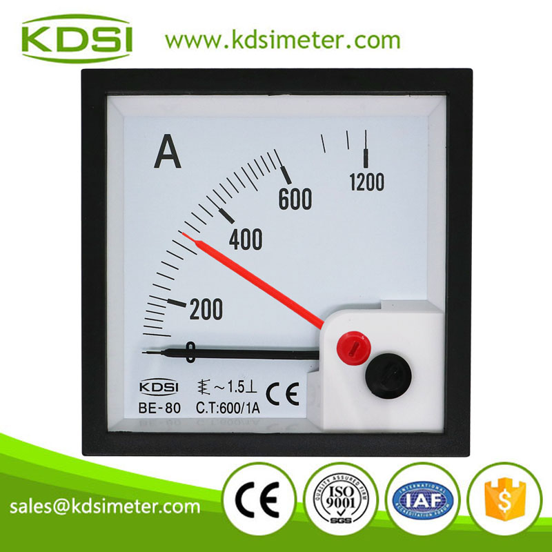 Original manufacturer high Quality BE-80 AC600/1A with red pointer analog ac amp panel meter