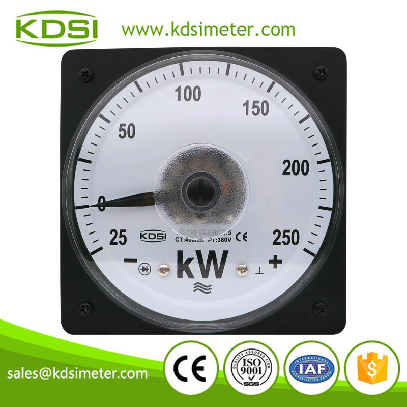 Easy operation LS-110 3P3W -25-250kW 400/5A 380V wide angle panel analog power meter