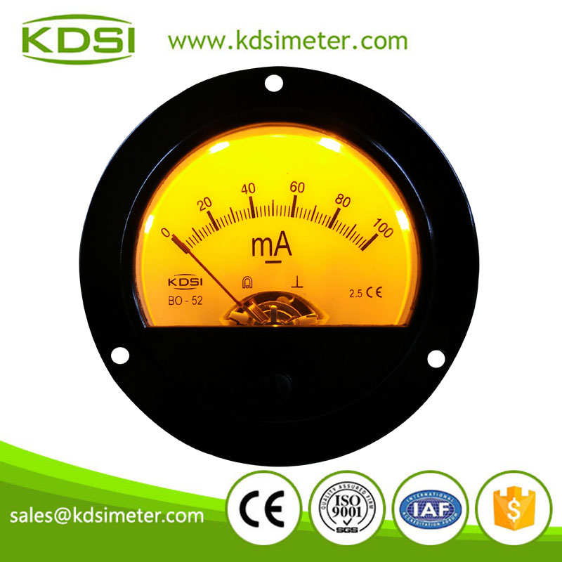 Multi-purpose BO-52 DC100mA Golden backlighting analog output automotive ammeter  